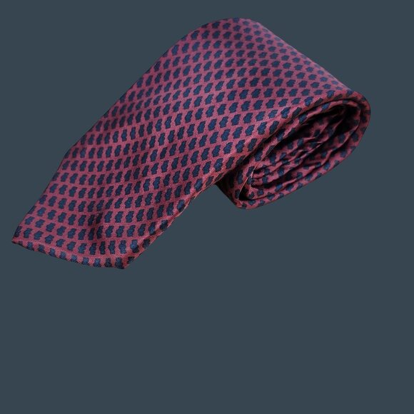 Vintage YApres Italian Silk Red & Black Patterned Tie 56.5" Long Made In Italy - Picture 1 of 6